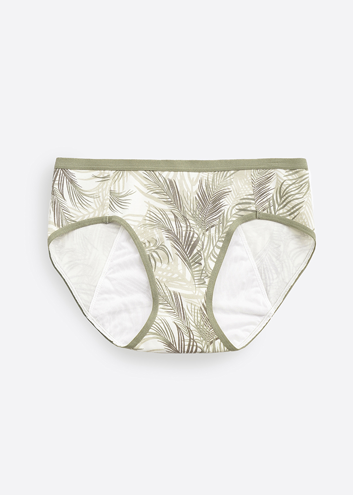 Holiday Moment．Mid Rise Cotton Period Brief Panty（Palmy Shade Pattern）