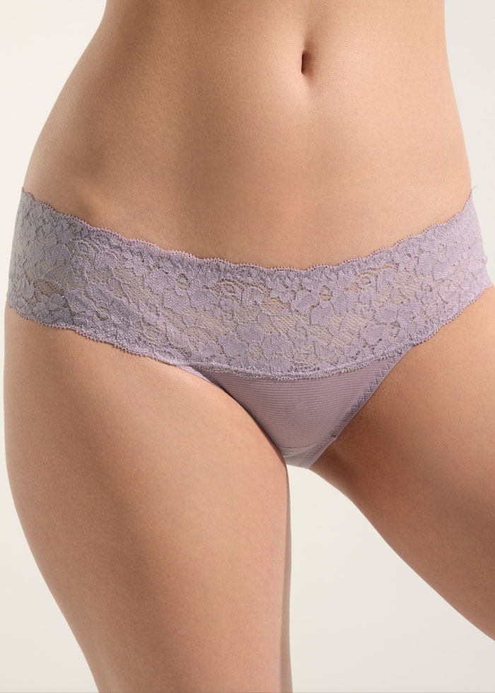 Cool Series．Low Rise Cool Stretch Lace Waist Brief Panty(Sea Fog)