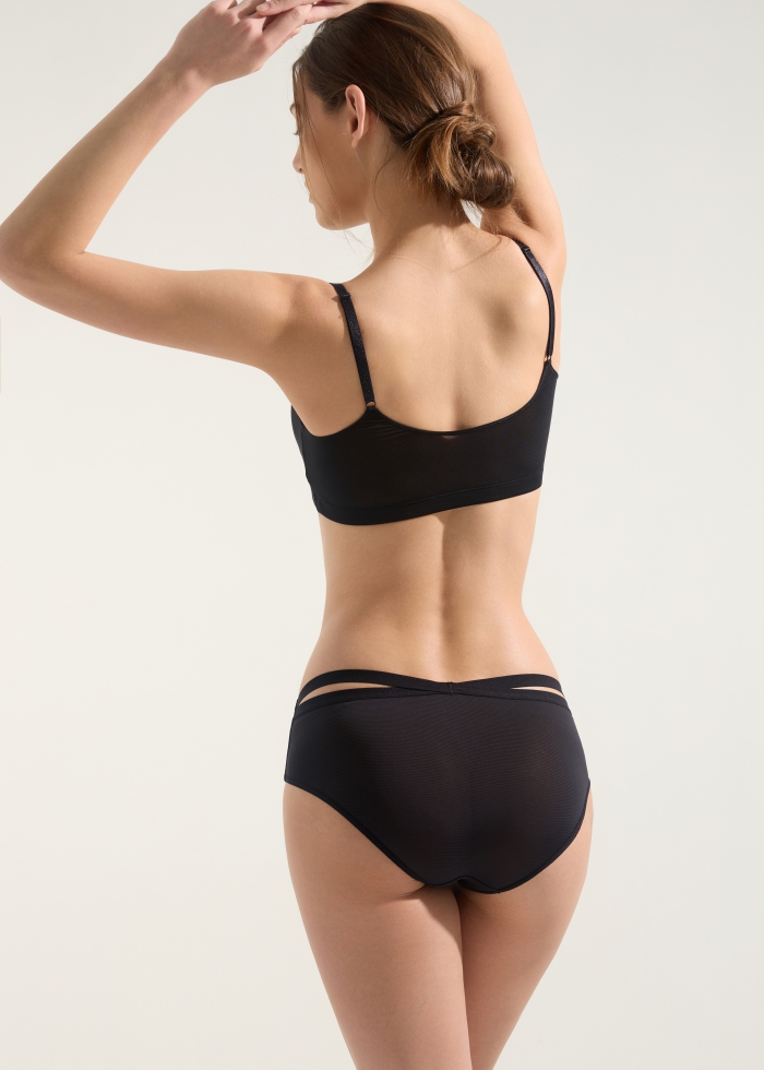 XXL Cool Series．Mid Rise Cool Crossed Back Brief Panty（Black）