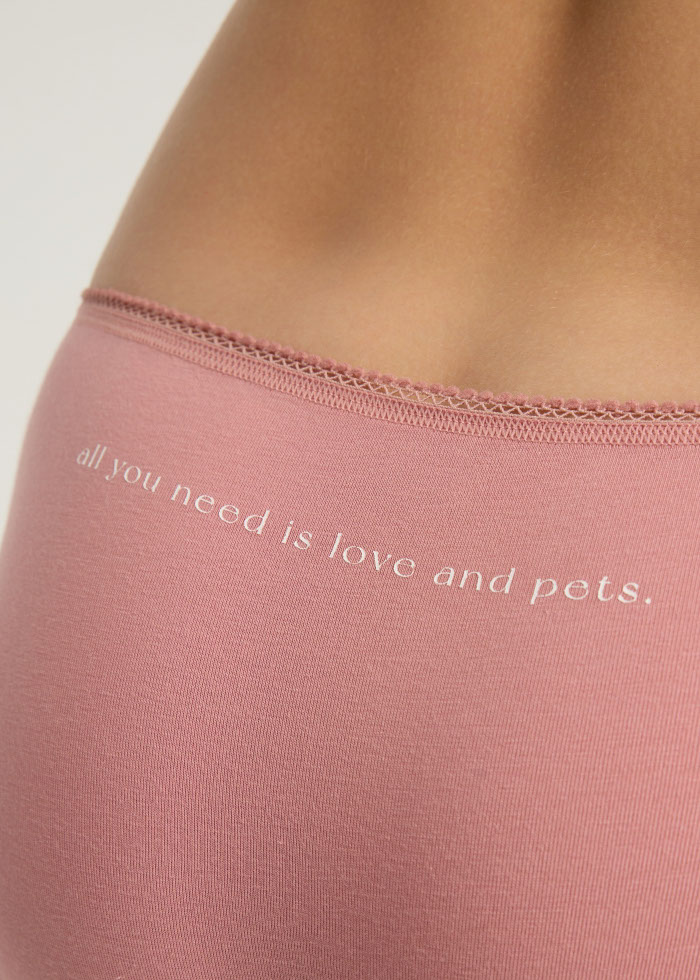 Life With Pets．Mid Rise Cotton Picot Elastic Brief Panty(Rose Taupe)