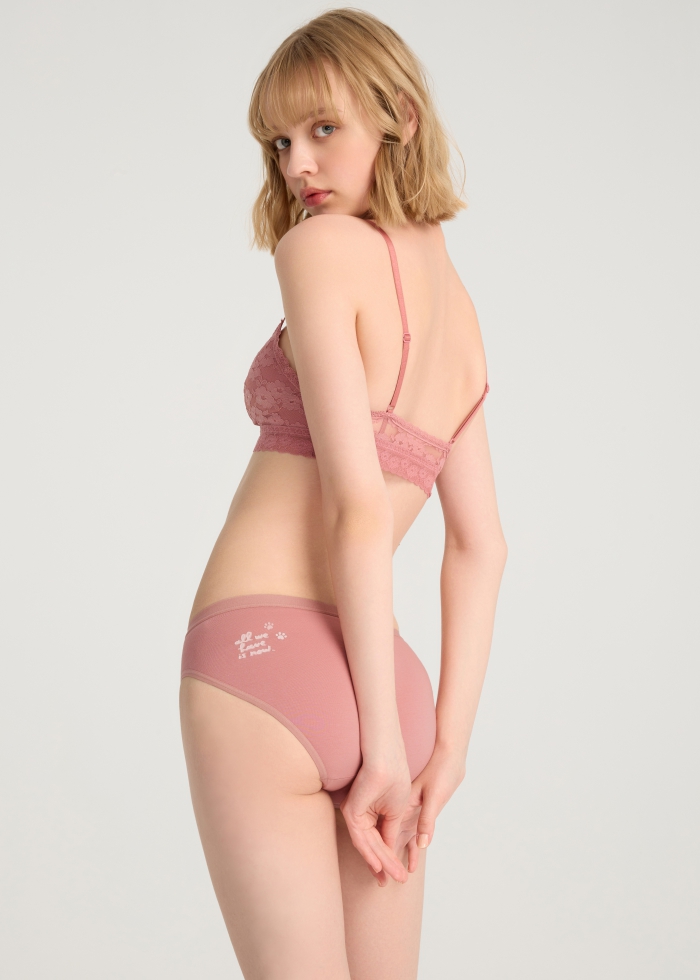 Life With Pets．Low Rise Cotton Brief Panty（Cameo Rose）