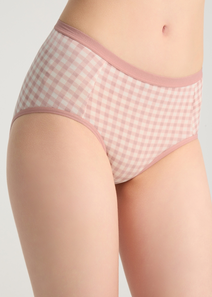 Life With Pets．High Rise Cotton Brief Panty(Checker Pattern)