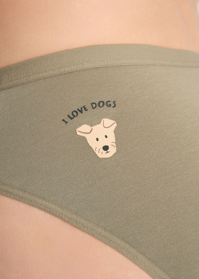 Life With Pets．Low Rise Cotton Brief Panty(Bunny Embroidery)