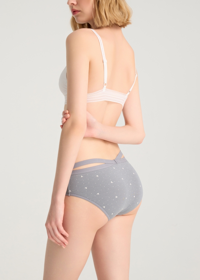 Warm Daily．Mid Rise Cotton Crossed Back Brief Panty（Fur Seal Pattern）