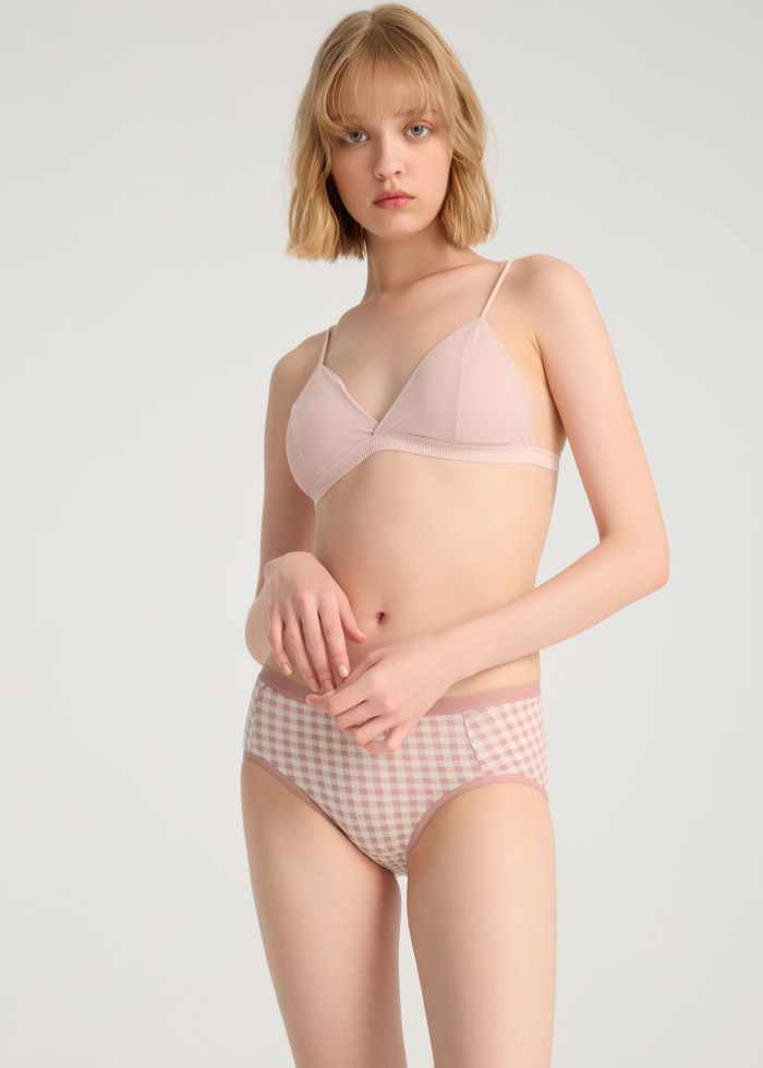 Life With Pets．Mid Rise Cotton Brief Panty(Cameo Rose)