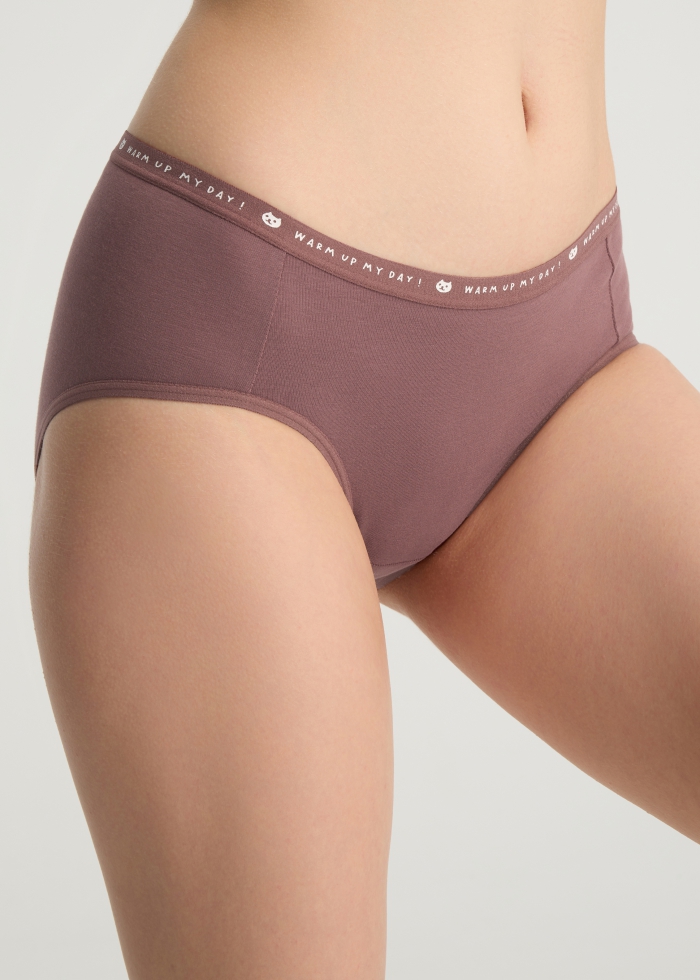 Life With Pets．Mid Rise Cotton Brief Panty(Cameo Rose)