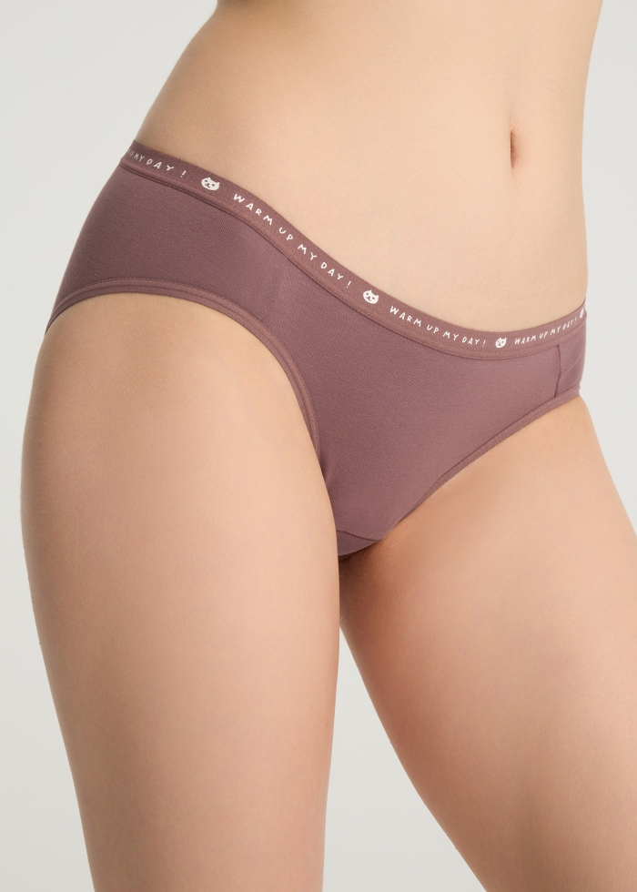 Life With Pets．Low Rise Cotton Brief Panty(Kitten Waistband)