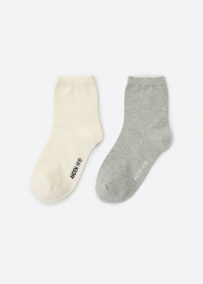 (2-Pack) Colorful daily life．Women Crew Socks（Off-white/Hemp gray）