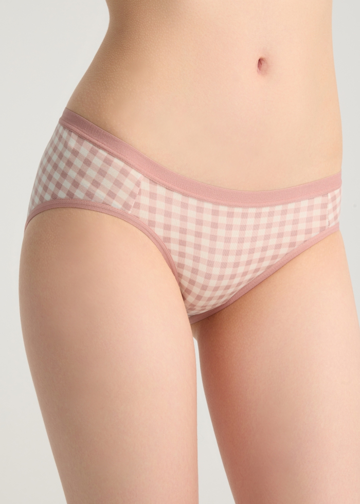 Life With Pets．Low Rise Cotton Brief Panty（Checker Pattern）