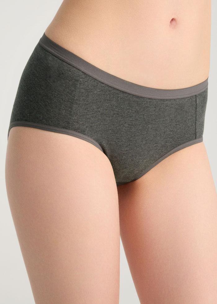 Life With Pets．Mid Rise Cotton Brief Panty（Dark Heather Gray）