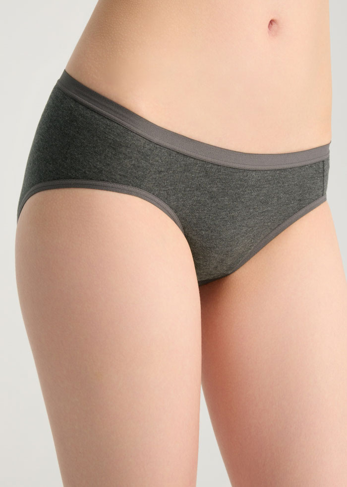 Life With Pets．Low Rise Cotton Brief Panty（Dark Heather Gray）