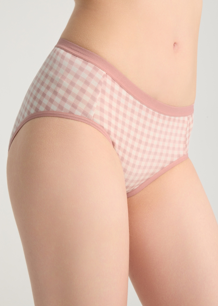 Life With Pets．Mid Rise Cotton Brief Panty（Checker Pattern）