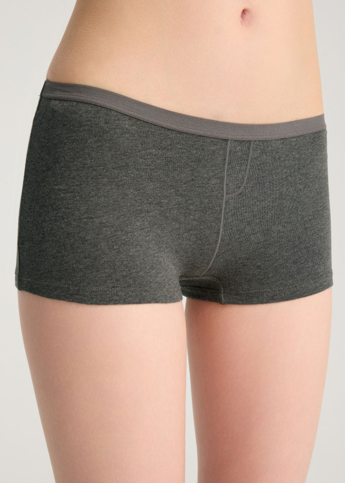 Warm Daily．Mid Rise Cotton Shortie Panty（Dark Heather Gray）