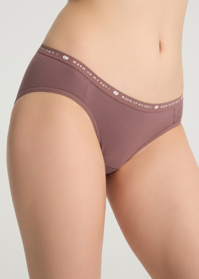 Life With Pets．Low Rise Cotton Brief Panty（Kitten Waistband）