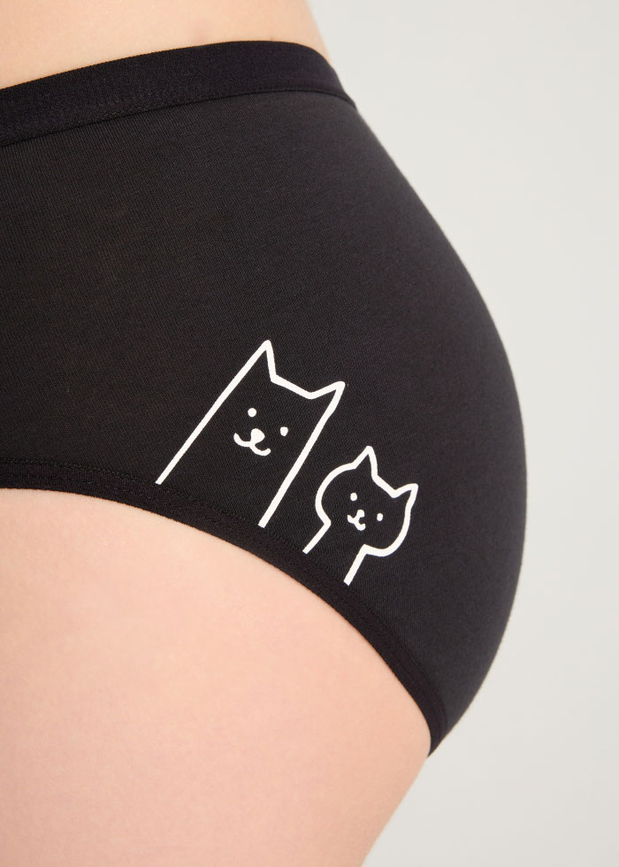Life With Pets．Mid Rise Cotton Brief Panty（Black）