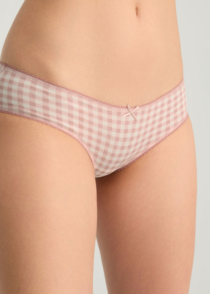 Life With Pets．Low Rise Cotton Picot Elastic Brief Panty（Checker Pattern）