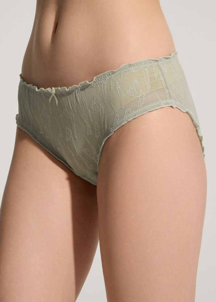 Butterfly．Mid Rise Mesh Ruffles Brief Panty（Mineral Gray）
