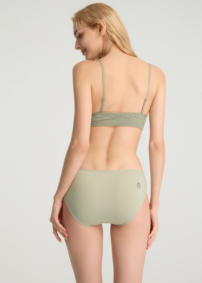 Embrace happiness．Mid Rise Cotton Ruffled Brief Panty（Mineral Gray）