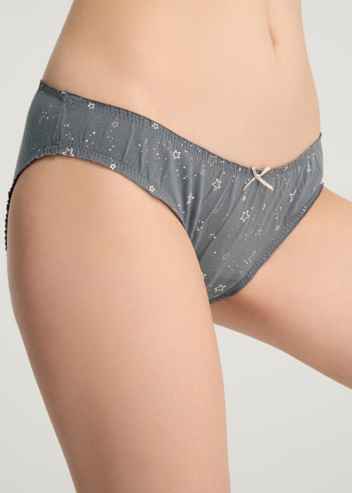Exclusive time．Low Rise Cotton Ruffled Brief Panty（Stars Pattern）