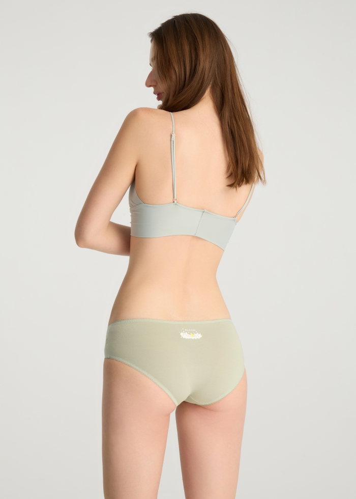 Me time．Mid Rise Cotton Picot Elastic Brief Panty（Mineral Gray）