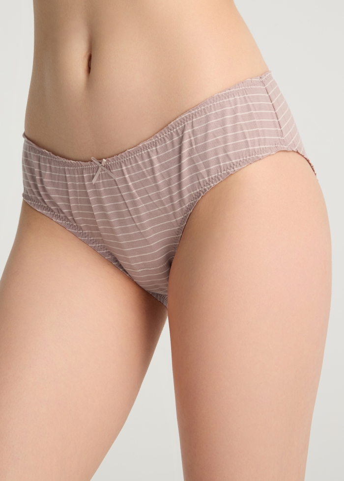 Exclusive time．Mid Rise Cotton Ruffled Brief Panty（Sphinx Stripe）