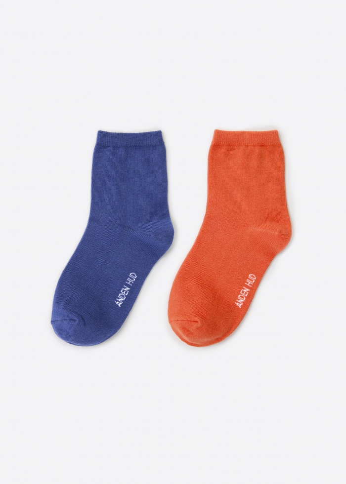(2-Pack) Colorful daily life．Women Crew Socks(Blue purple/Bright orange)
