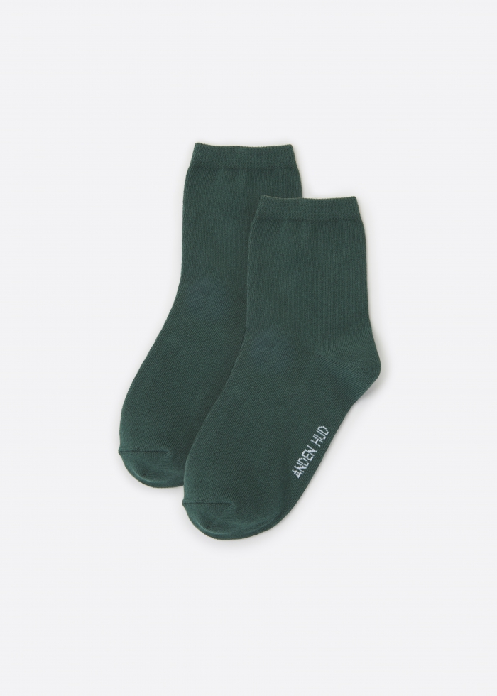Colorful daily life．Women Crew Socks（Dark green）