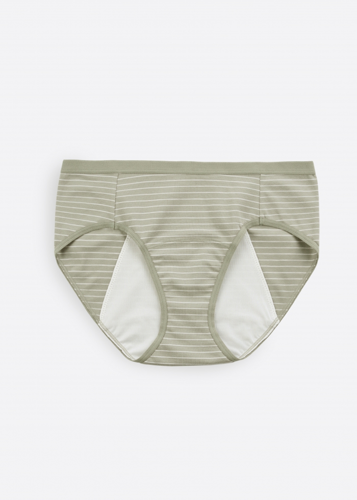 Denim Collection．Mid Rise Cotton Period Brief Panty（Stripe Pattern）
