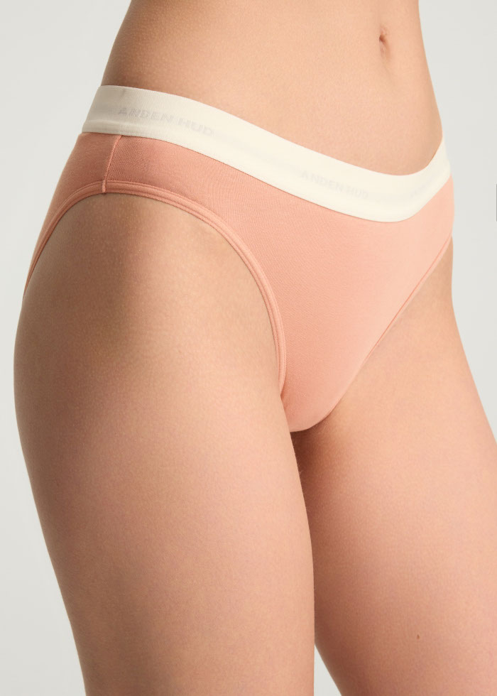 Denim Style．High Rise Cotton Brief Hipster Panty（AH White Waistband）