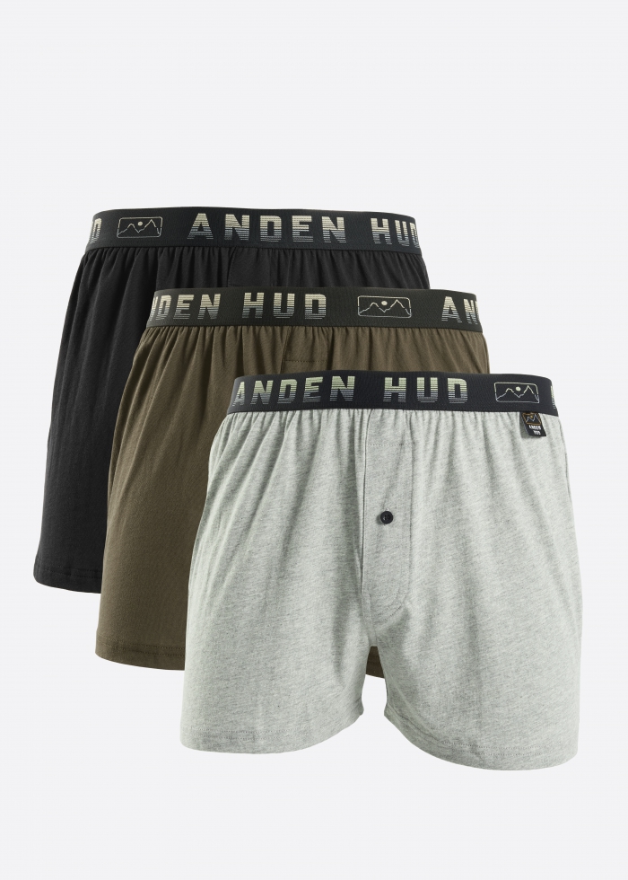 (3-Pack)Adventure．Men Boxer Underwear（Black/Canteen/Heather Grey）