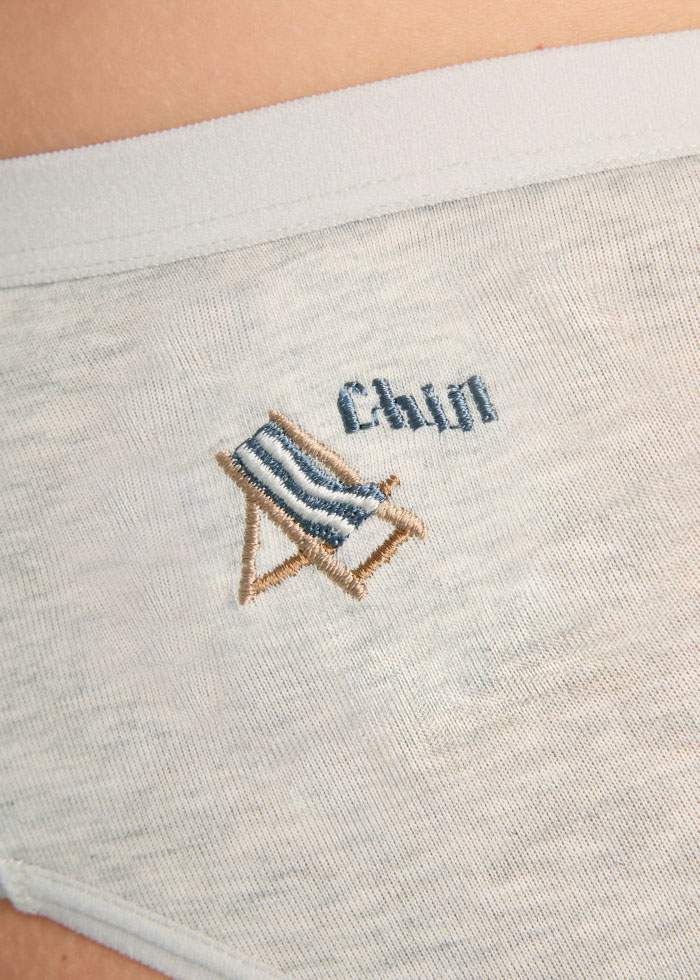 Classic Denim．Mid Rise Cotton Brief Panty（Beach Chair Embroidery）