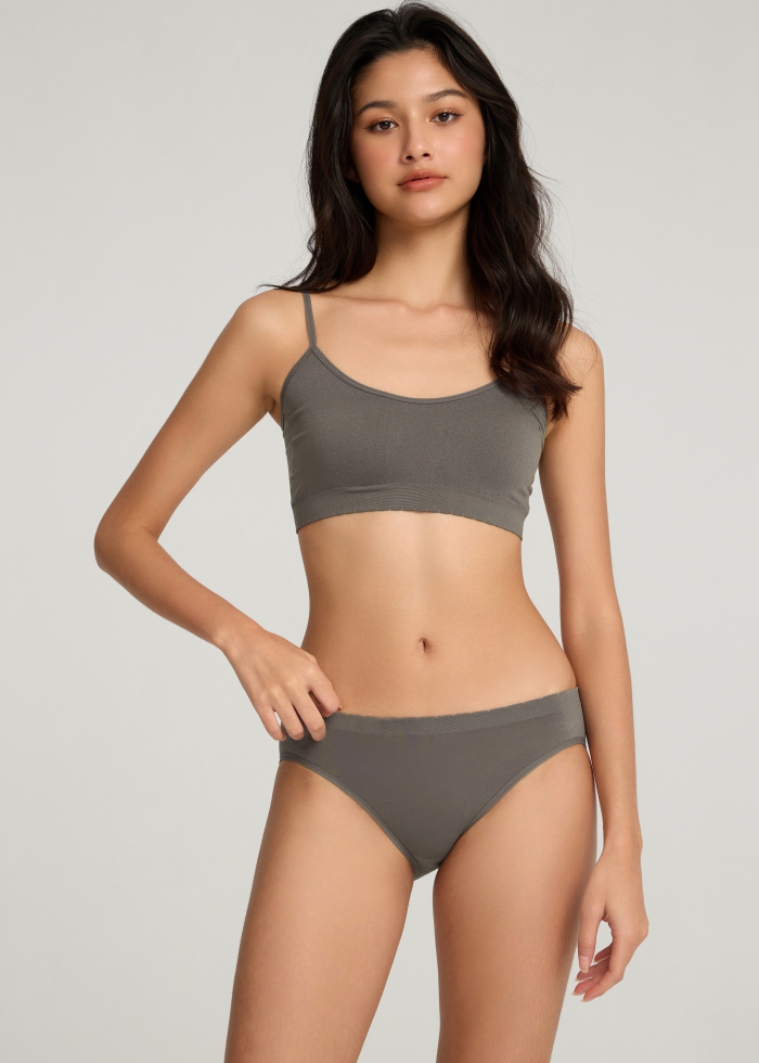 Seamless Series．Low Rise Collagen Fiber Basic Panty（Charcoal Gray）