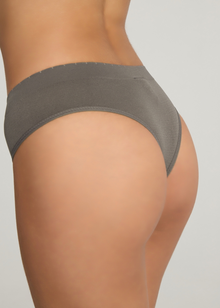Seamless Series．Mid Rise Collagen Fiber Thong Panty（Charcoal Gray）