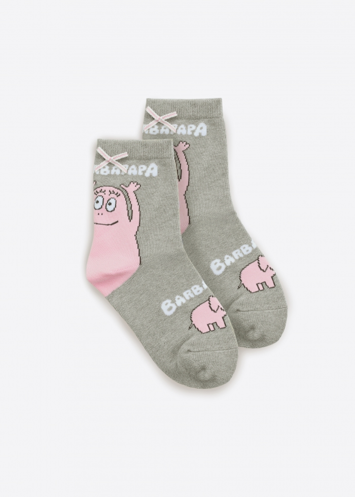 Barbapapa Series．Girls Mid Calf Socks（Gray-Elephant）