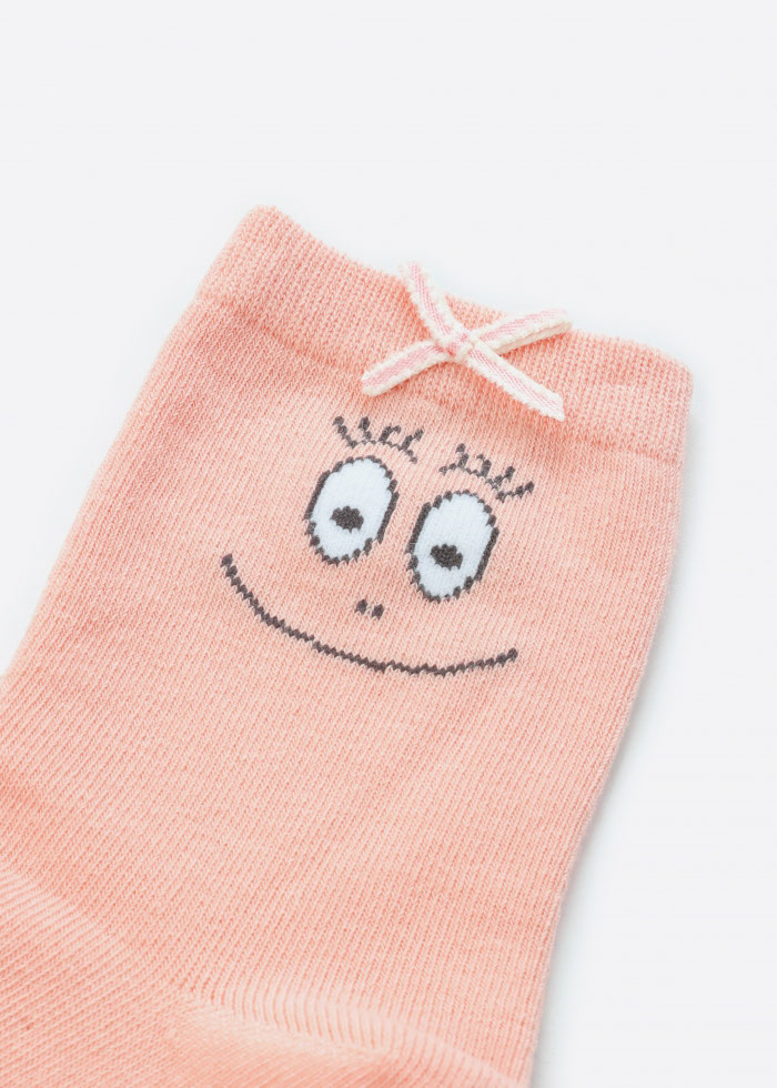 Barbapapa Series．Girls Mid Calf Socks（Pink-Smile）