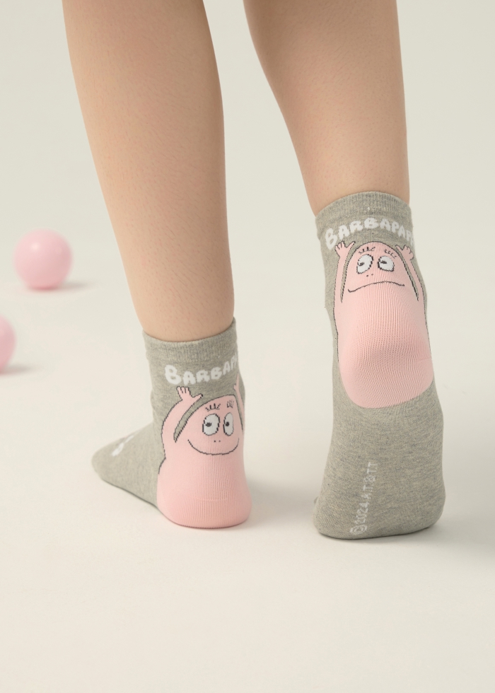 Barbapapa Series．Women Mid Calf Socks（Gray-Elephant）