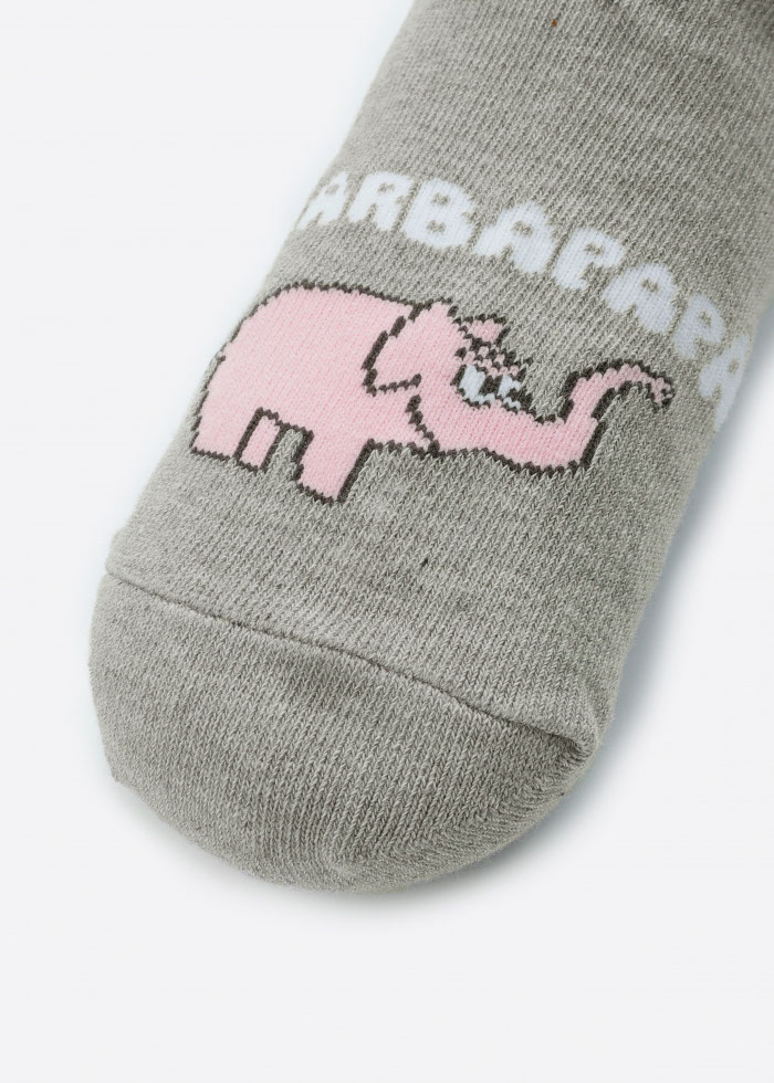 Barbapapa Series．Girls Mid Calf Socks（Gray-Elephant）