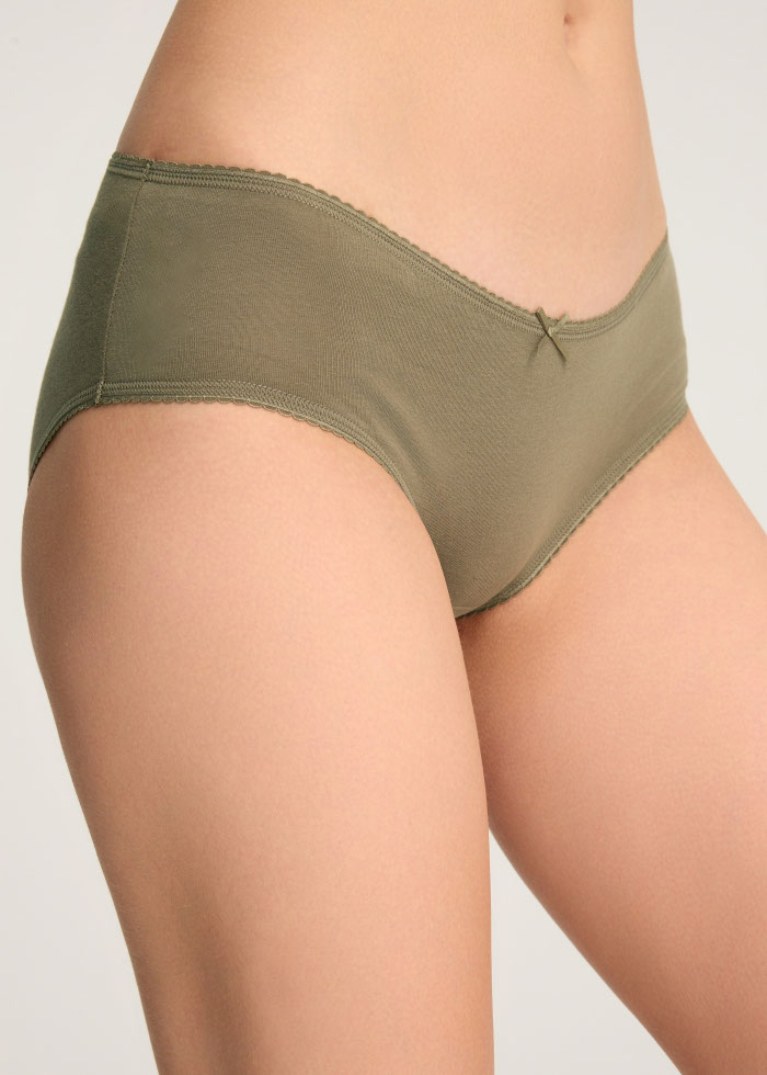 Zoophilist．Mid Rise Cotton Picot Elastic Brief Panty（Covert Green）