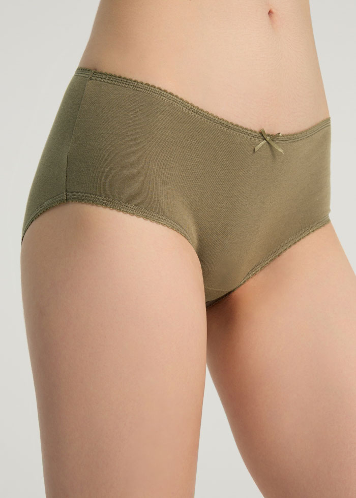 XXL Zoophilist．High Rise Cotton Picot Elastic Brief Panty（Covert Green）