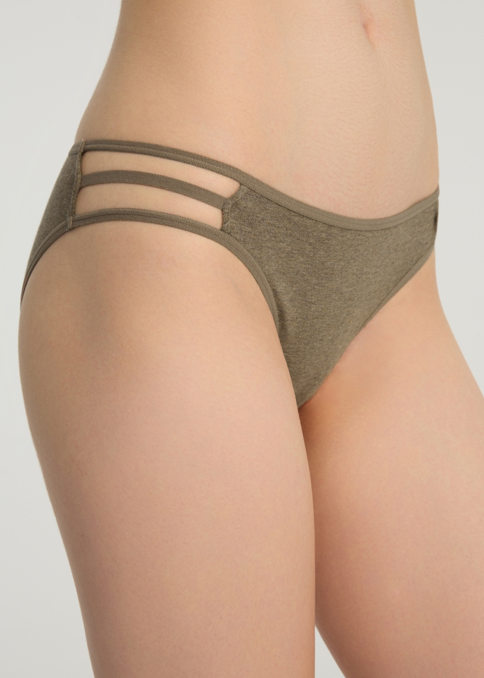 Zoophilist．Mid Rise Cotton Caged Side Hipster Panty（Heather Coffee）