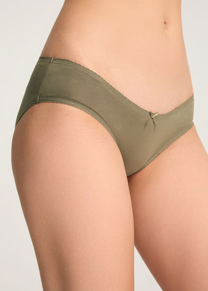 Zoophilist．Low Rise Cotton Picot Elastic Brief Panty（Covert Green）