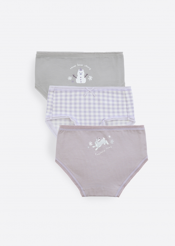 (3-Pack) Hygiene Series．Girls Brief Panty（Arctic animals）