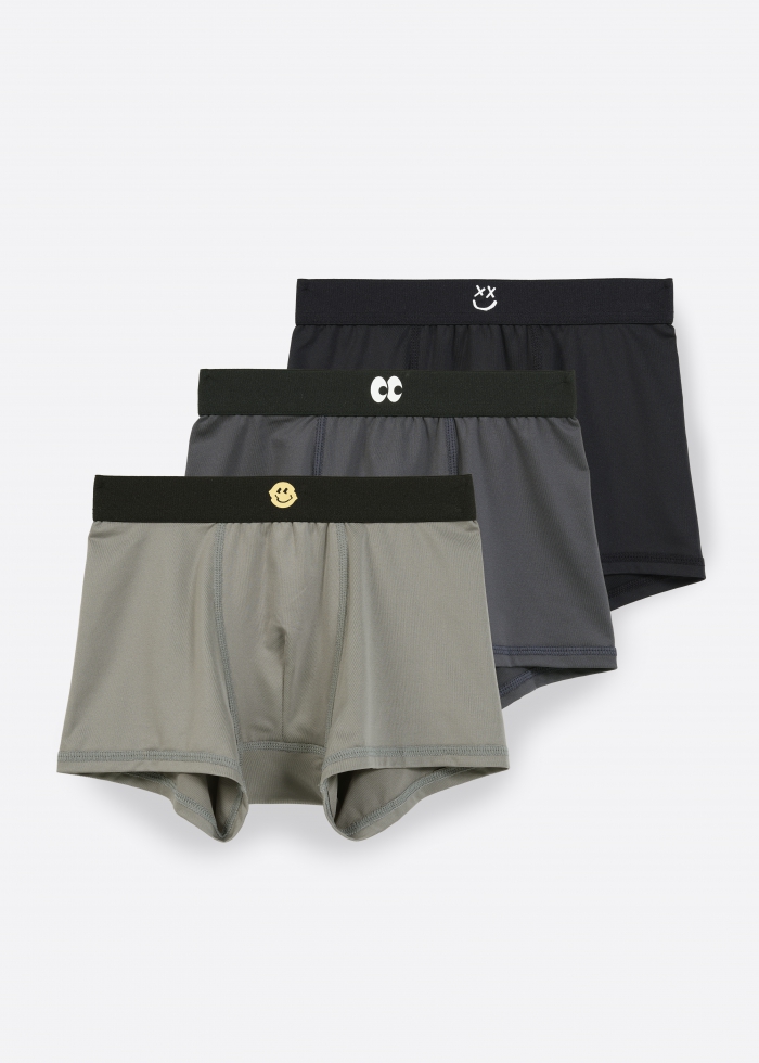 (3-Pack)Moisture-Wicking Collection．Boys Trunk Underwear（Emoji）