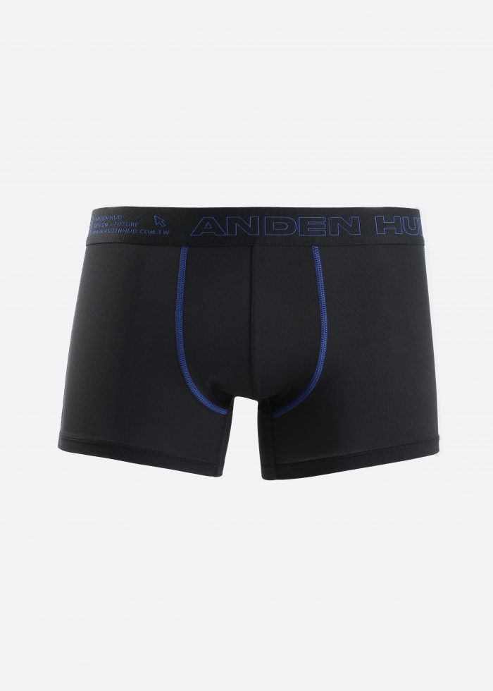 Moisture-Wicking Collection．Men Trunk Underwear（Black-.com Waistband）