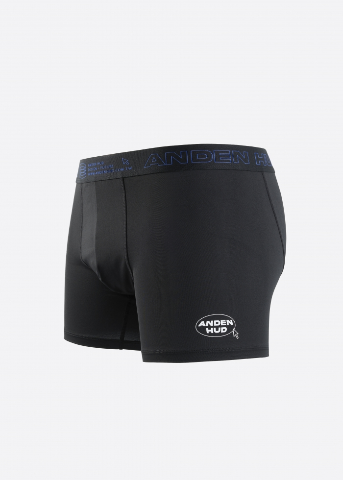 Moisture-Wicking Collection．Men Boxer Brief Underwear（Black-.com Waistband）