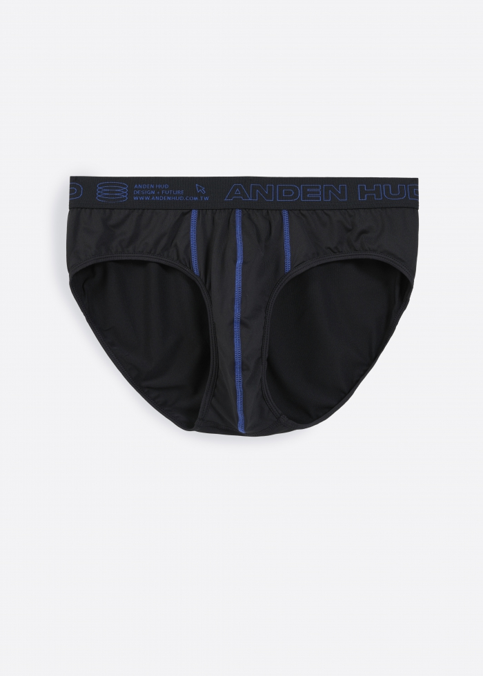 Moisture-Wicking Collection．Men Brief Underwear（Black-.com Waistband）