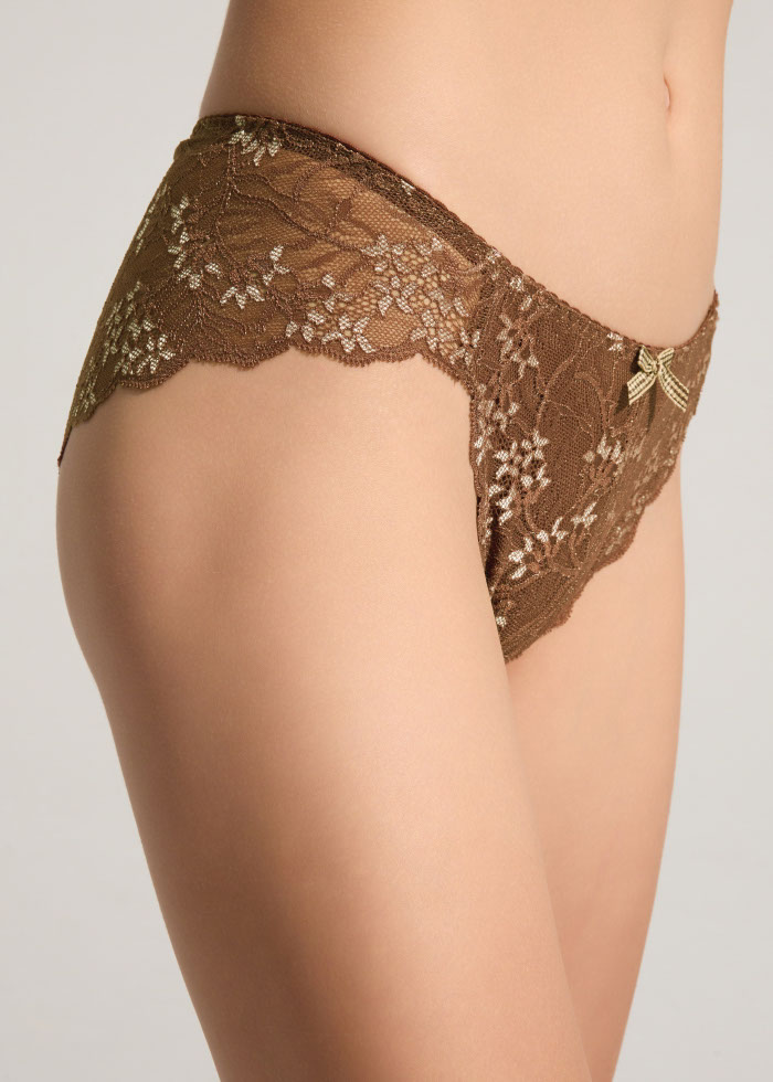 Souvenir．Mid Rise Floral Lacie Bikini Panty（Fudgesickle - Two Tone Lace）