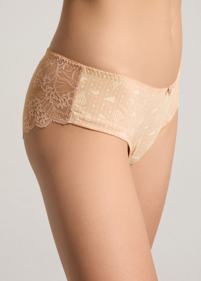 Souvenir．Mid Rise Cotton Floral Lace Back Hipster Panty（Cameo Rose - Two Tone Lace）