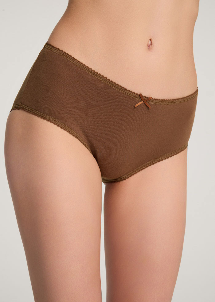 Travel memories．High Rise Cotton Picot Elastic Brief Panty（Fudgesickle）