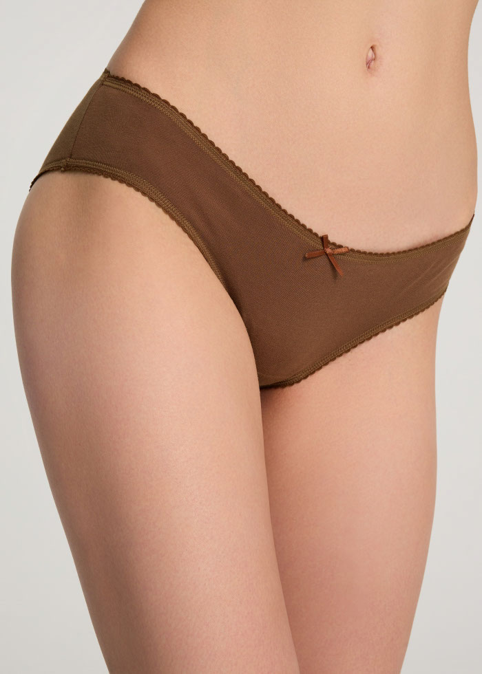 Travel memories．Low Rise Cotton Picot Elastic Brief Panty（Fudgesickle）